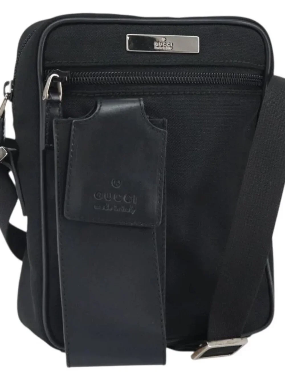 GUCCI Shoulder Bag Nylon Black Silver 018 1619 Auth 170116